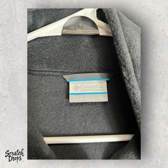 Columbia Jacket Men's Medium Black Gray Soft Fleece Collared Outdoors - Picture 2 of 3